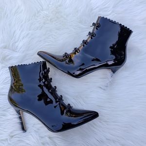 Patent leather ankle boots for fall or winter